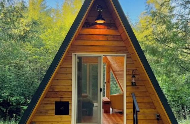 Private Cozy Aframe Moulton Cabin 3 @ Pull Caffe wood roasted coffee & bakery