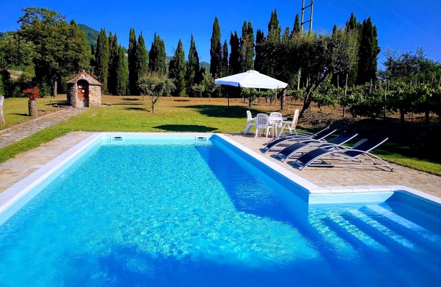 Freistehende Villa mit privatem Pool in einem gepflegten Garten mit Weinberg