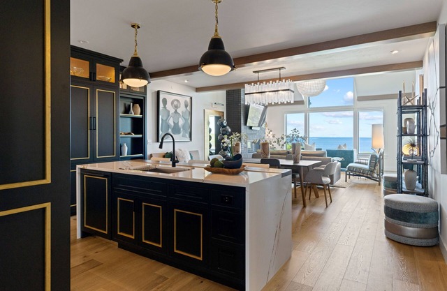 Professionally designed penthouse with Lake Michigan as a backdrop.