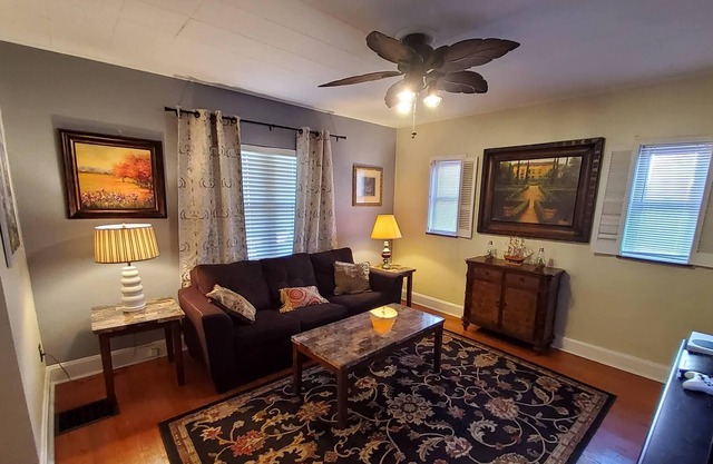 Queen Bed + Sleeper Sofa, sleeps up to four