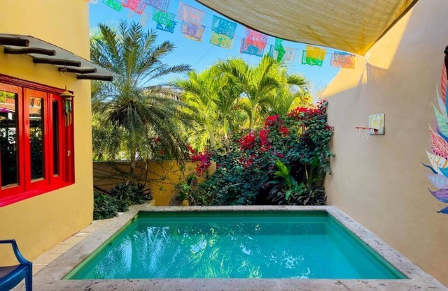 Relax in the private pool, chill out in the palapa or walk to the beach or Plaza