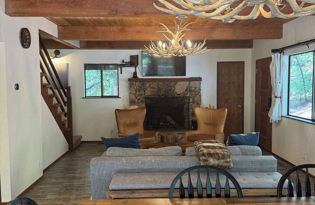 Remodeled A-Frame cabin in a beautiful mountain setting.