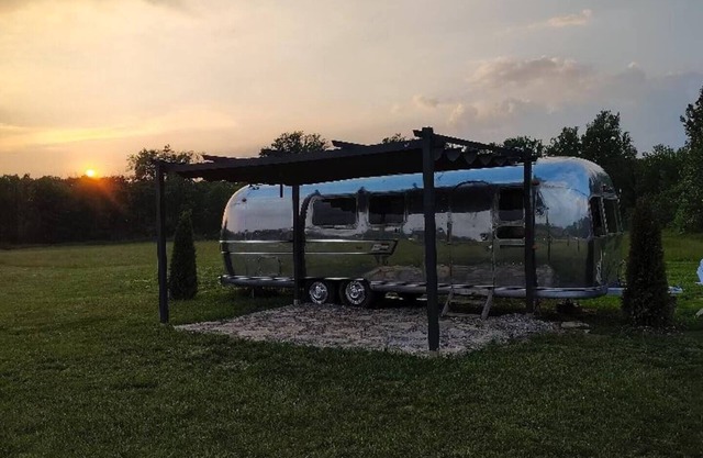 Renovated 1971 Airstream on an 80 acre animal rescue farm in Westville IN