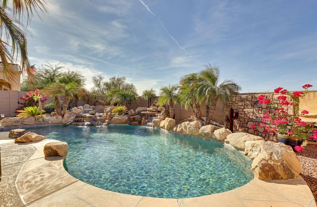 Resort style backyard w/ private heated pool & spa
