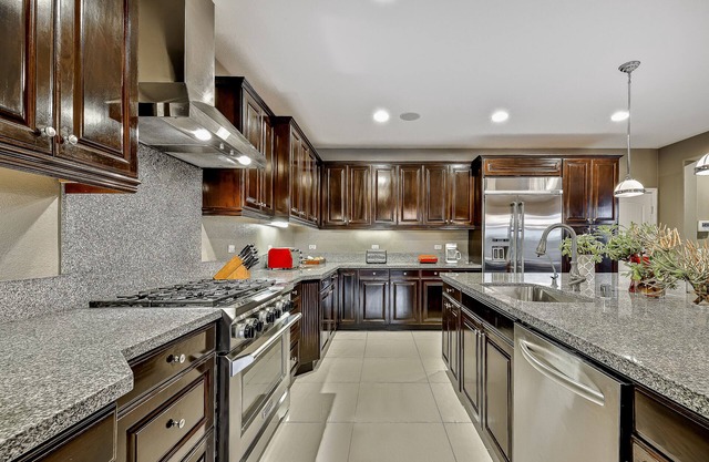 Resort-style home + guesthouse with private pool, hot tub, bar, & mountain views