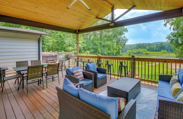 Riverfront Royal Home w/ Hot Tub & Fire Pits!