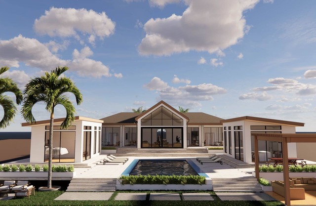Sandcliffe Villa, - New 6,000 SQFT. Villa, Close to airport & Town w/ enclosed poolside kitchen!