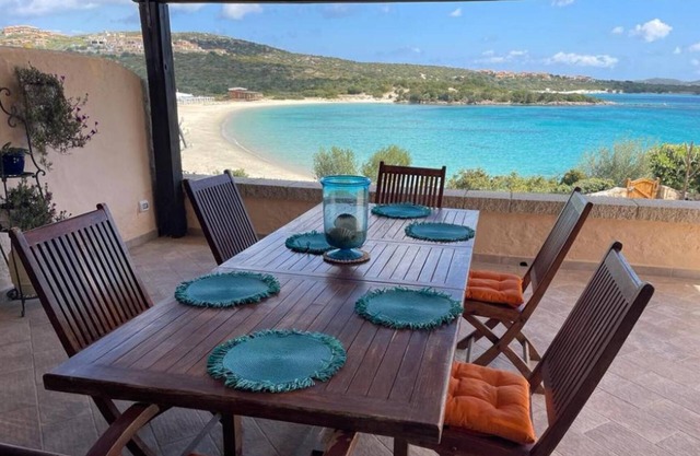 Sandy Cove Patio beachfront villa in Golfo Aranci North East Sardinia