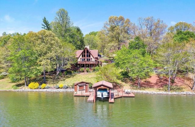 Scenic Waterfront A-frame with hot tub and dock