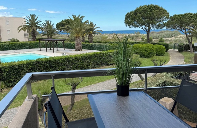 St cyprien. Studio Kabine 27m2 Terrasse, Meerblick und Pool