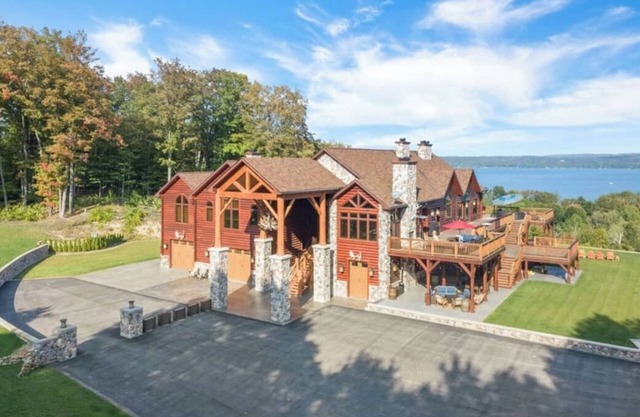 Secluded Luxury Lodge Overlooking Torch Lake with Hot Tub, Elevator on Hilltop!