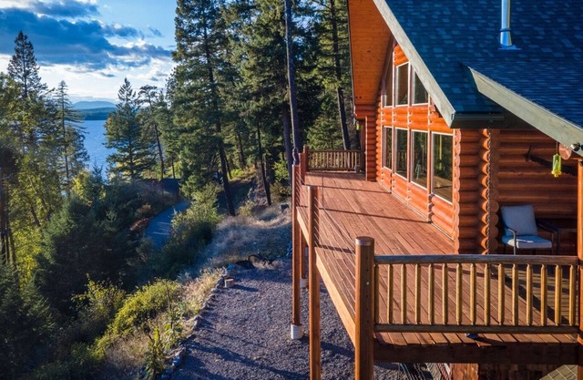 Ski, Swim & Relax! Whitefish Lake Luxury Log Home w/ Incredible Views, Hot Tub,
