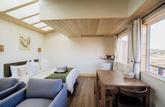 Solar Powered Casita with 2 beds and a comfy seating area overlooking a peaceful desert setting
