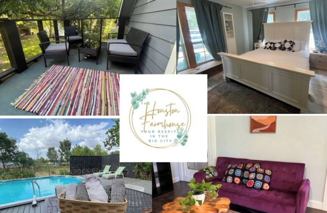 Sleeps 10! NRG/Med Cntr 4/2 Houston Farmhouse w/POOL, balcony, HUGE lvng room.