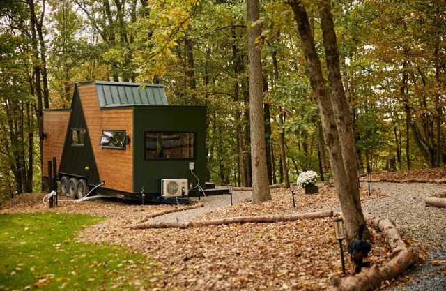 Tiny house-Design-Ensuite Dusche-Bergblick-Oak House