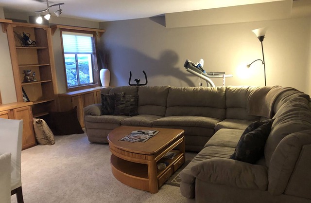 Spacious bedroom with adjoining living area