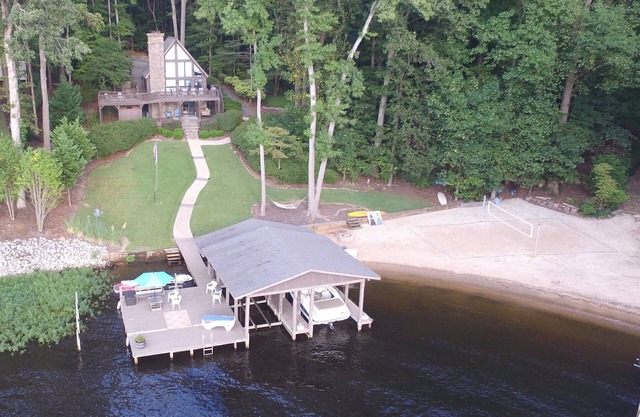 Spectacular main lake views with sandy beach and sunset