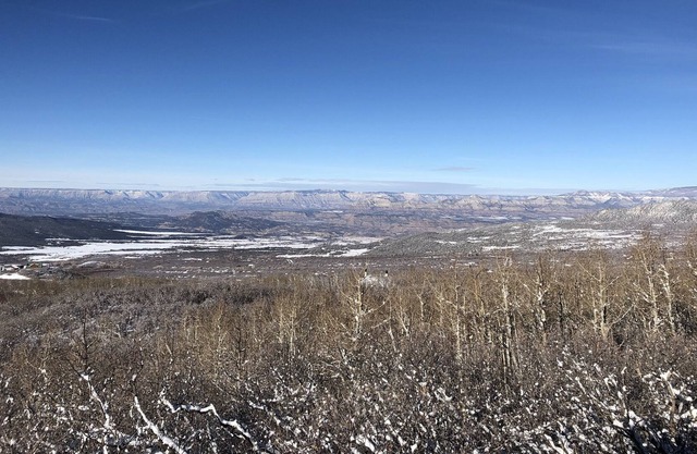 Herrliche Aussicht von einer gemütlichen Hütte in der Nähe des Skigebiets Powderhorn und der Grand Mesa!
