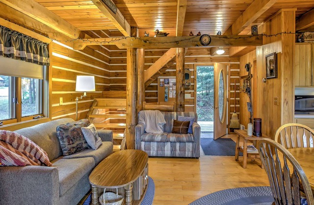 Steps to Slopes! Scenic Brule Village Cabin with 2 Fireplaces & Grill