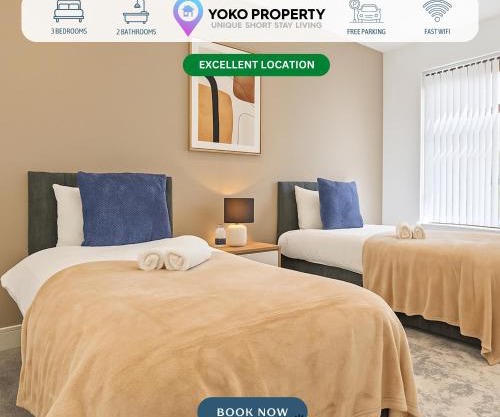 Stylish House - Sleeps 7 - Free Parking, Fast WiFi and Smart TV - Contractors, Groups and Long Stays Welcome by Yoko Property