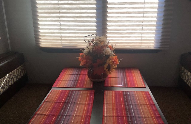 Sun Bowl RV on private lot with semi private patio with morning sun exposure