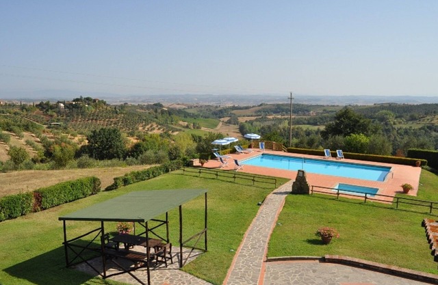 Zu Fuß in die Stadt, super Panorama mit privatem Pool und Garten, Wifi, AC
