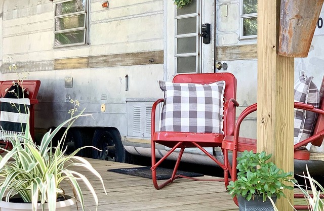 The 67 Streamline Camper with Pool and Yard Games!