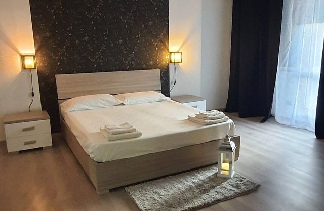 The apartment is located right in the city center. Parking available