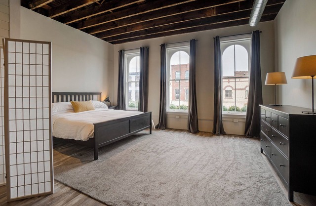The Loft: Industrial style, second floor, downtown studio apartment