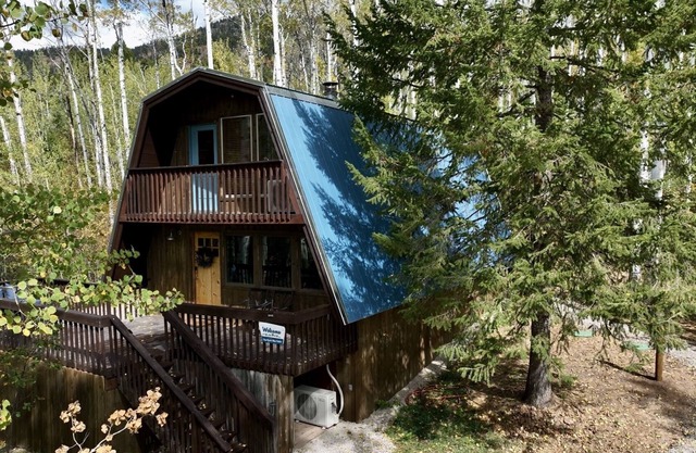 The Rustic Blue Cabin surrounded by Aspen Trees