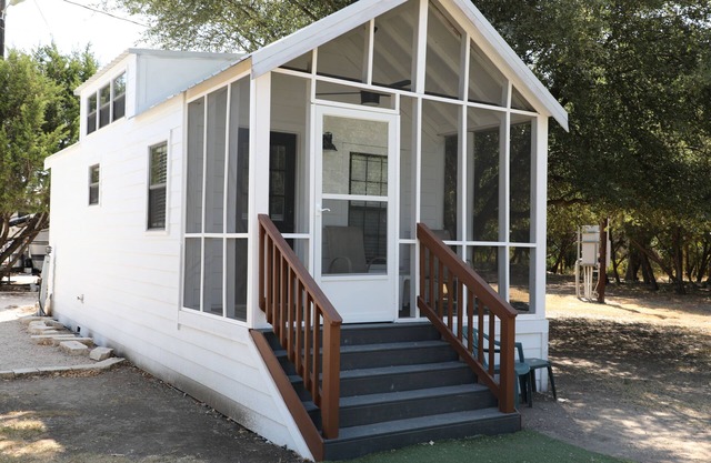 Tiny Home nestled along the San Gabriel River.
