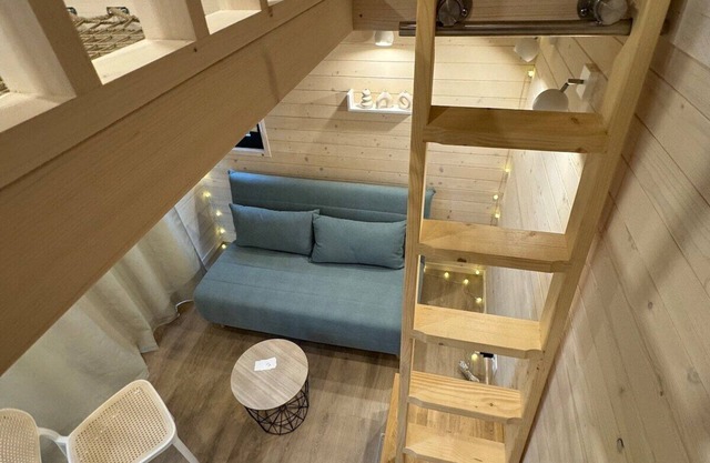 Tiny house-Eigenes Badezimmer-Design-Blick auf den Wald