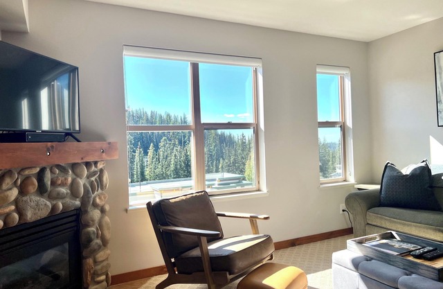 Top floor studio condo at Creekside - pet friendly, views, ski-in/out access