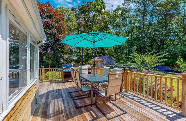 Tranquil Cape house with private backyard, deck, grill, & enclosed porch