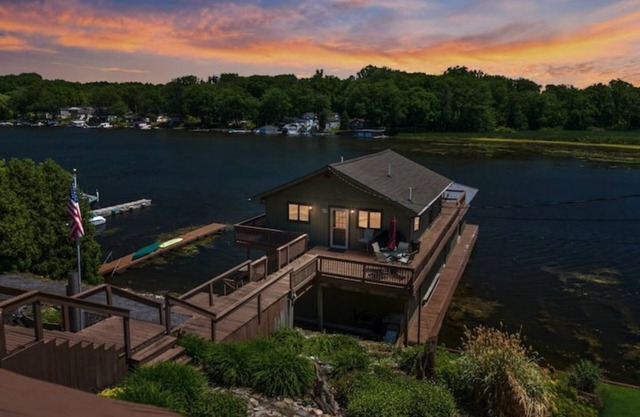 Unique lake house built overwater on the Great Lakes, Sodus Bay Lake Ontario