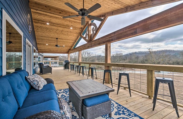 Upscale Riverfront Home w/ Beach & Fire Pit!