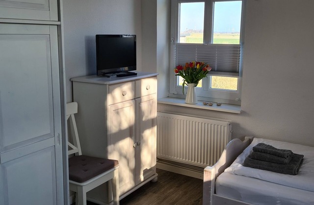Ferienhaus Hemenswarft direkt an der Nordsee mit Meerblick - Wohnung Langeness