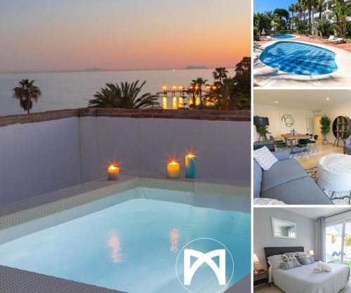 VACATION MARBELLA I Las Canas Beachfront Haven, Sea View, Jacuzzi, Golden Mile, Duplex Penthouse, 24-7 security