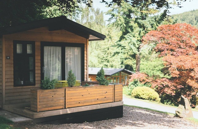 Very comfortable lodge with one king-size double and en suite shower.