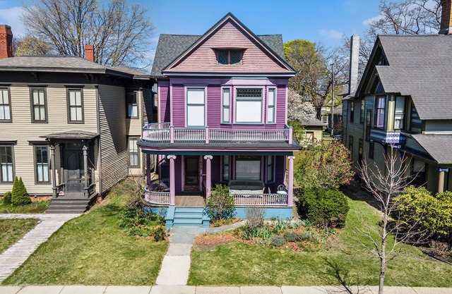 Victorian in downtown historic district. Large porches. Near lakes and trails.