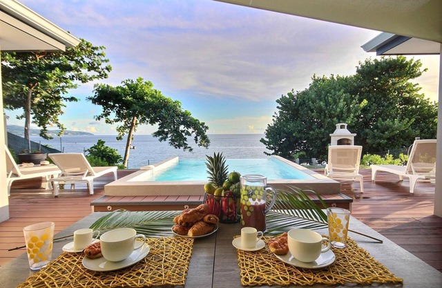 Villa 3 CH, am Wasser, Pool, Sonnenuntergang, direkter Zugang zum Strand