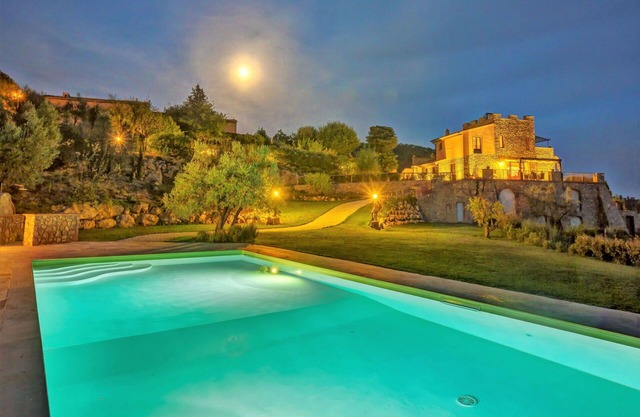 Ferienhaus mit privatem Pool, internet, Klimaanlage, TV, Innenhof, Panoramablick, bei San Gimignano