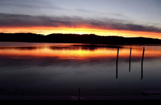 Water front, private beach, steps from down town Hoodsport with lots of parking.