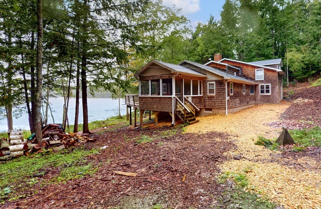 Waterfront, dog-friendly home on Damariscotta Lake with dock, views & deck