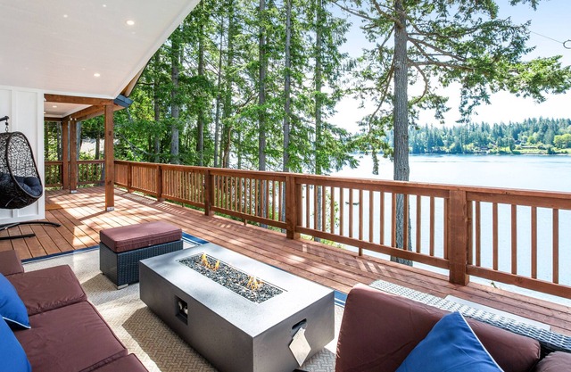 Waterfront home with hot tub, dock, private beach access, & 2 kayaks