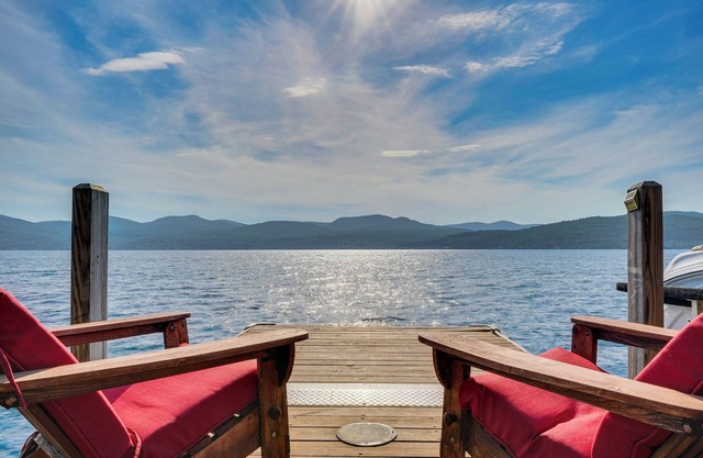 Waterfront Lake George Lodge w/ Boat Dock & Deck!