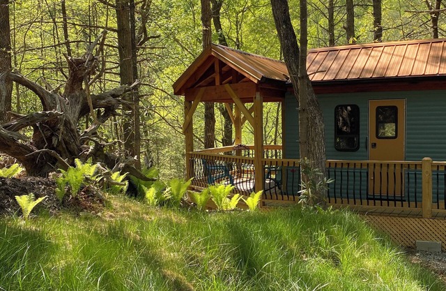 “Wild Blue Yonder “is a camper set up on a permanent foundation