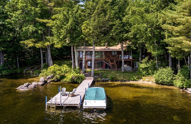 Winnipesaukee Waterfront Home For 12 Sand Beach and Dock For Two 24 Ft Boats