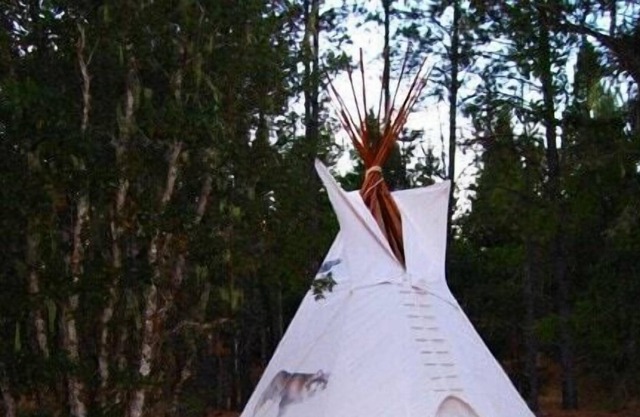 Wolf Tipi -is a 16' camping tipi with padded cots - Sleeps up to 5 - Bring your own sleeping bags!