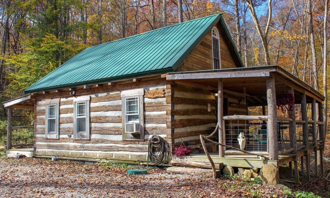 Nelsonville Kabine | Luxus-Montana Cabin-Blick auf den Wald-Kabine-Eigenes Badezimmer